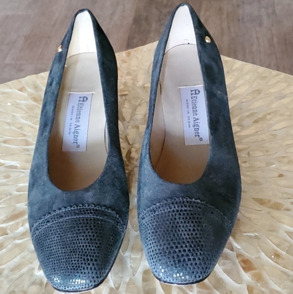 ETIENNE AIGNER Suede Block Heel Pumps